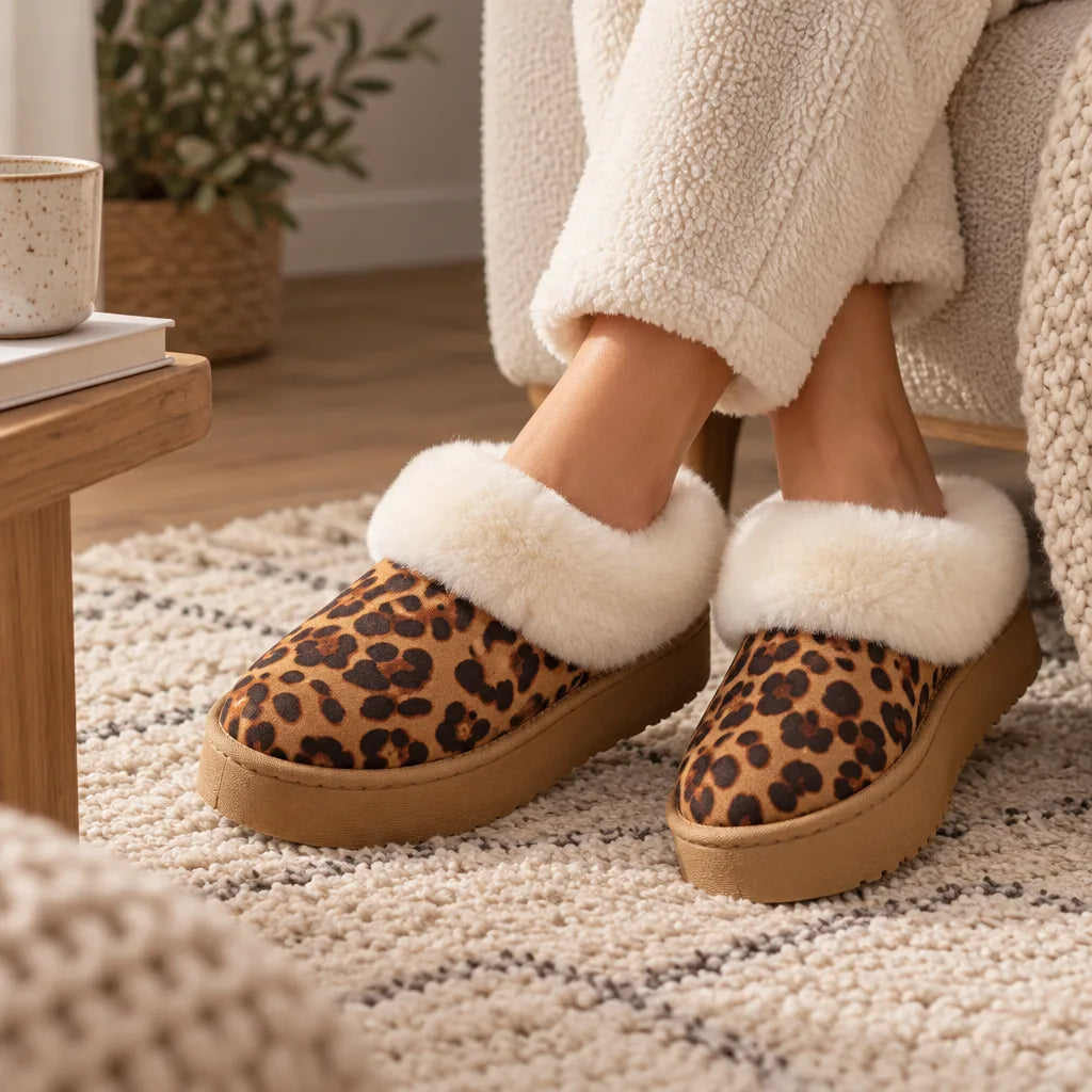 Chausson femme motif leopard