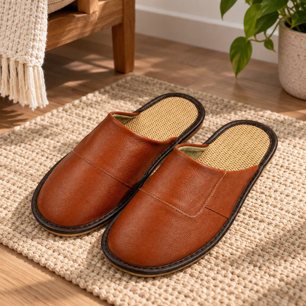Chausson cuir homme semelle