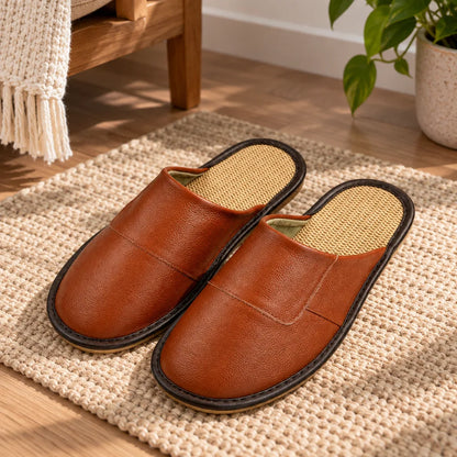 Chausson cuir homme semelle