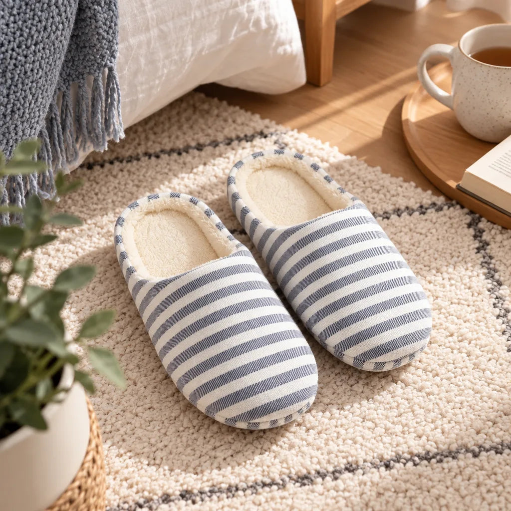 Chaussons femme rayés