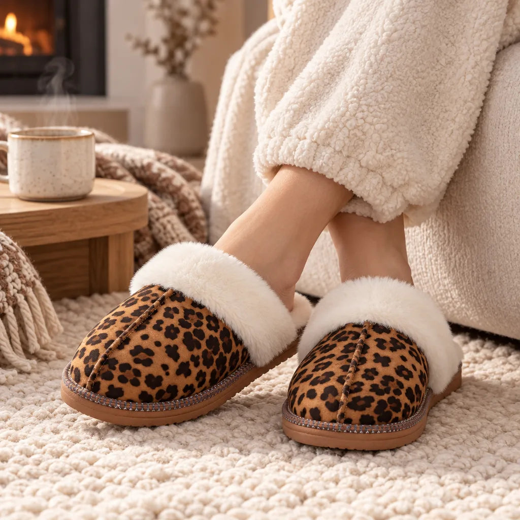 Chausson femme motif léopard