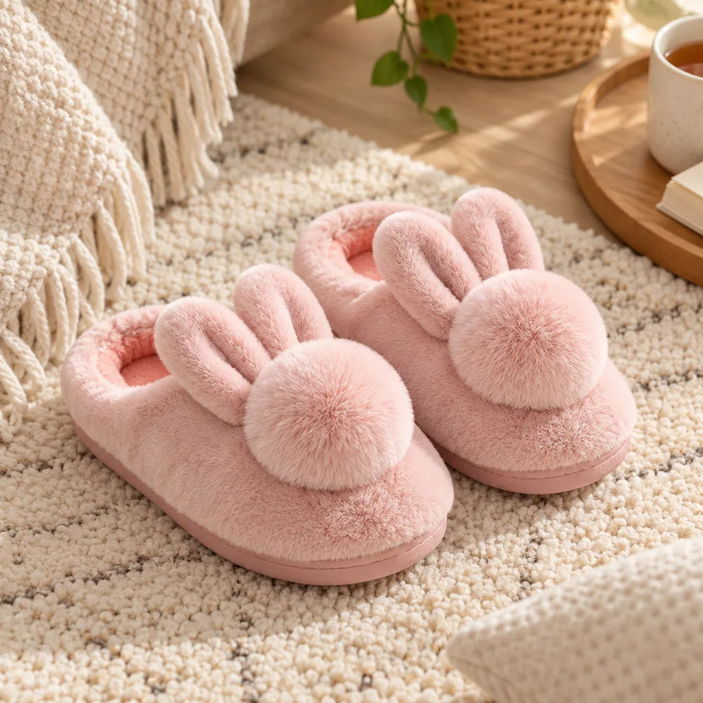 Chausson lapin peluche femme