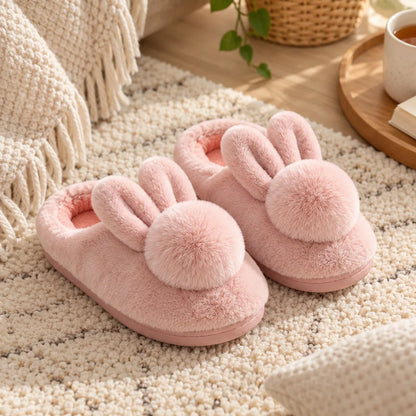 Chausson lapin peluche femme