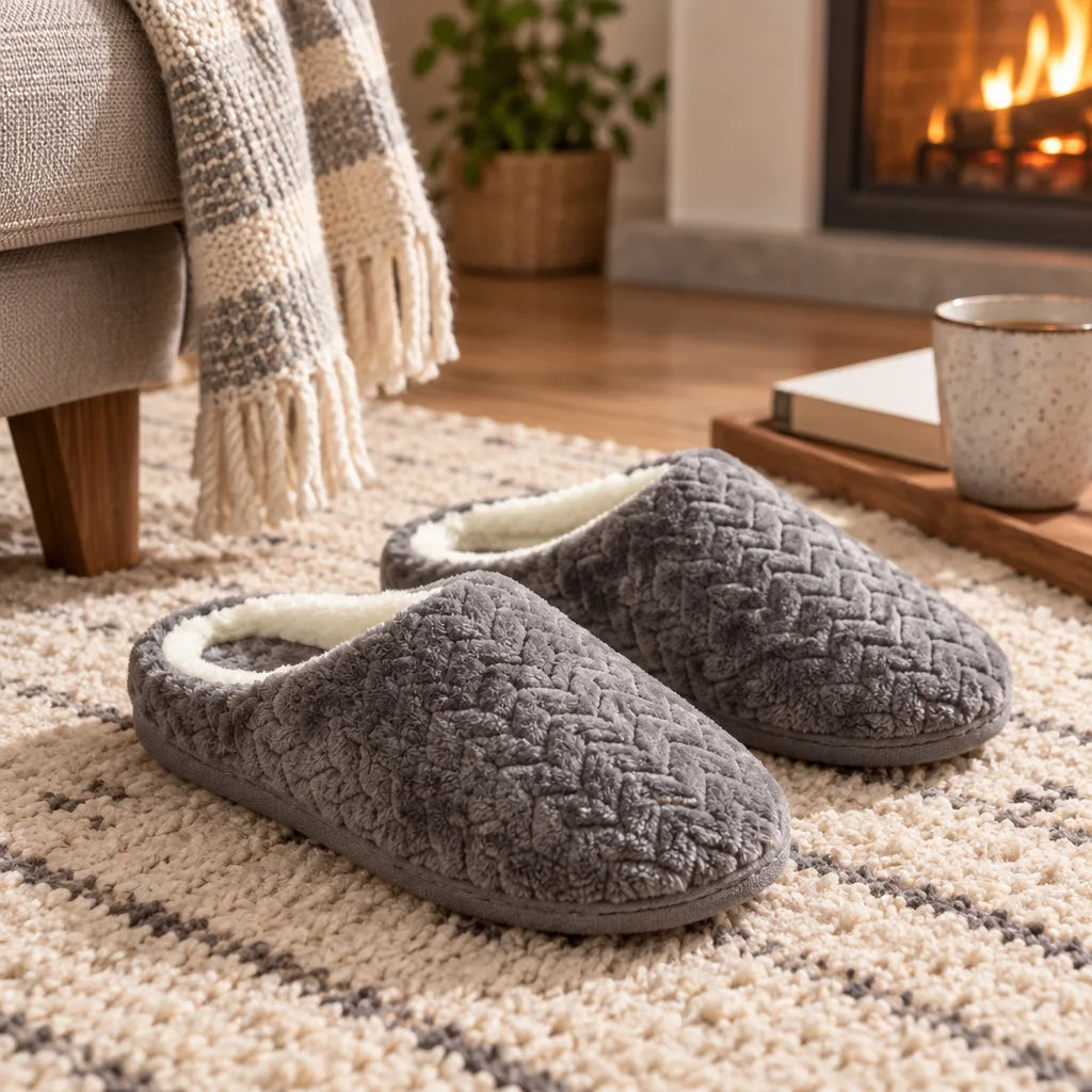 Chausson homme hiver gris