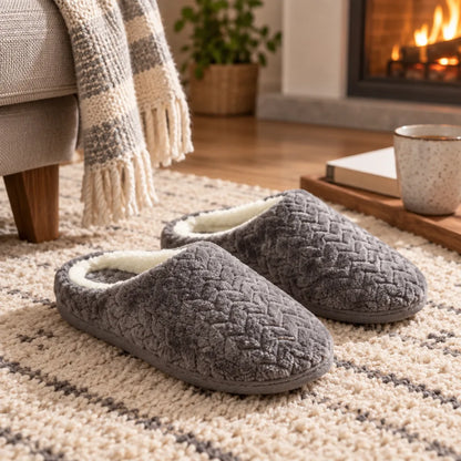 Chausson homme hiver gris