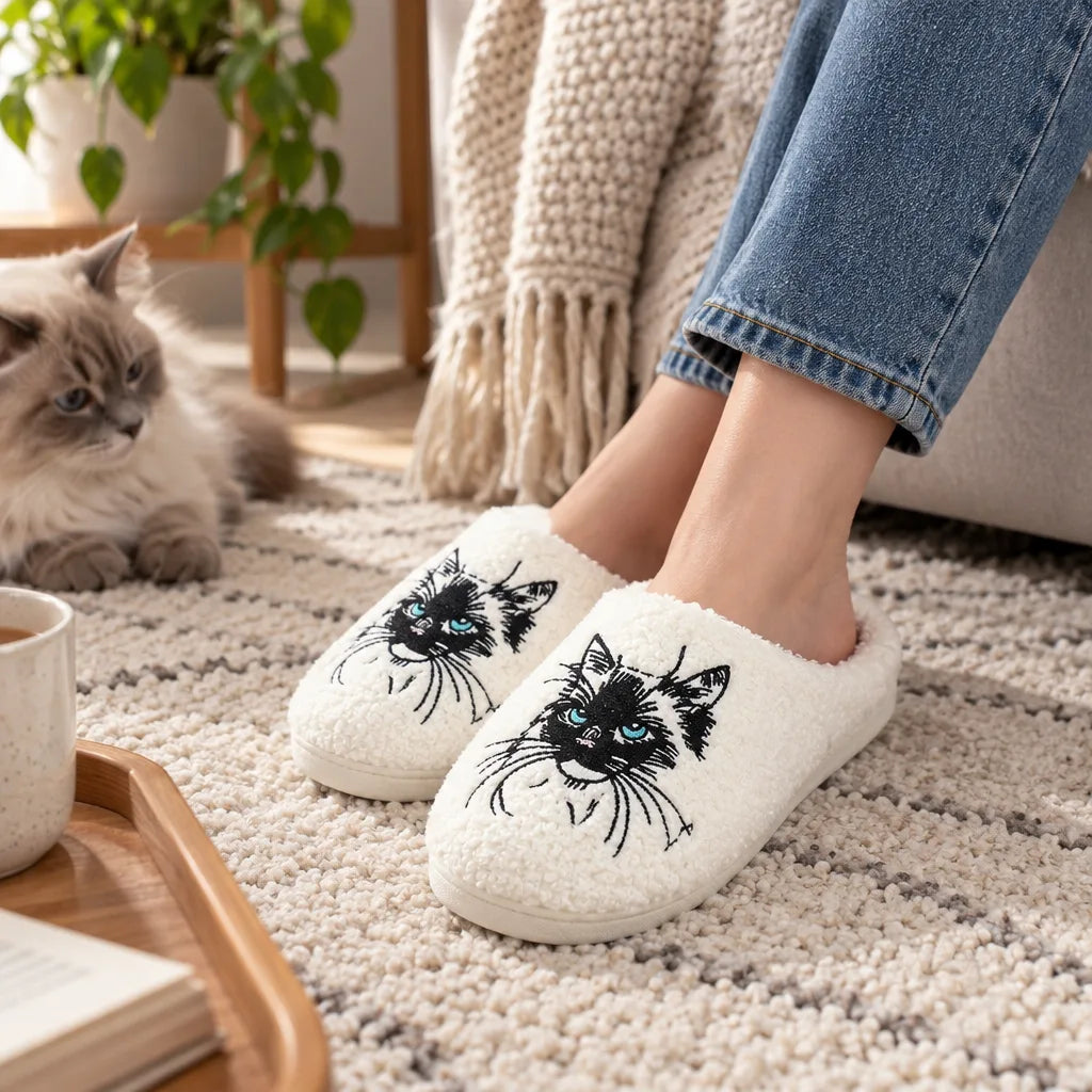 Chausson chat femme