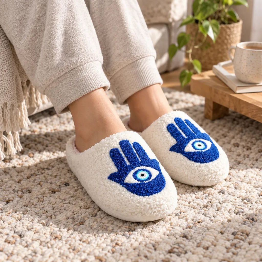 Chausson main protectrice bleu