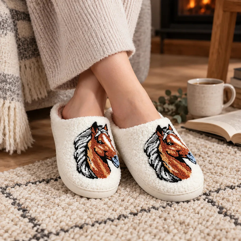 Chausson femme motif cheval