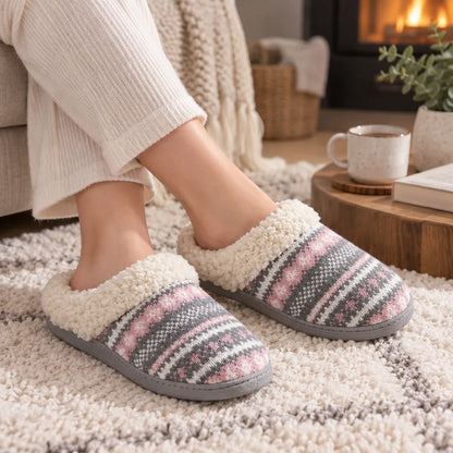 Chausson femme fourré rose