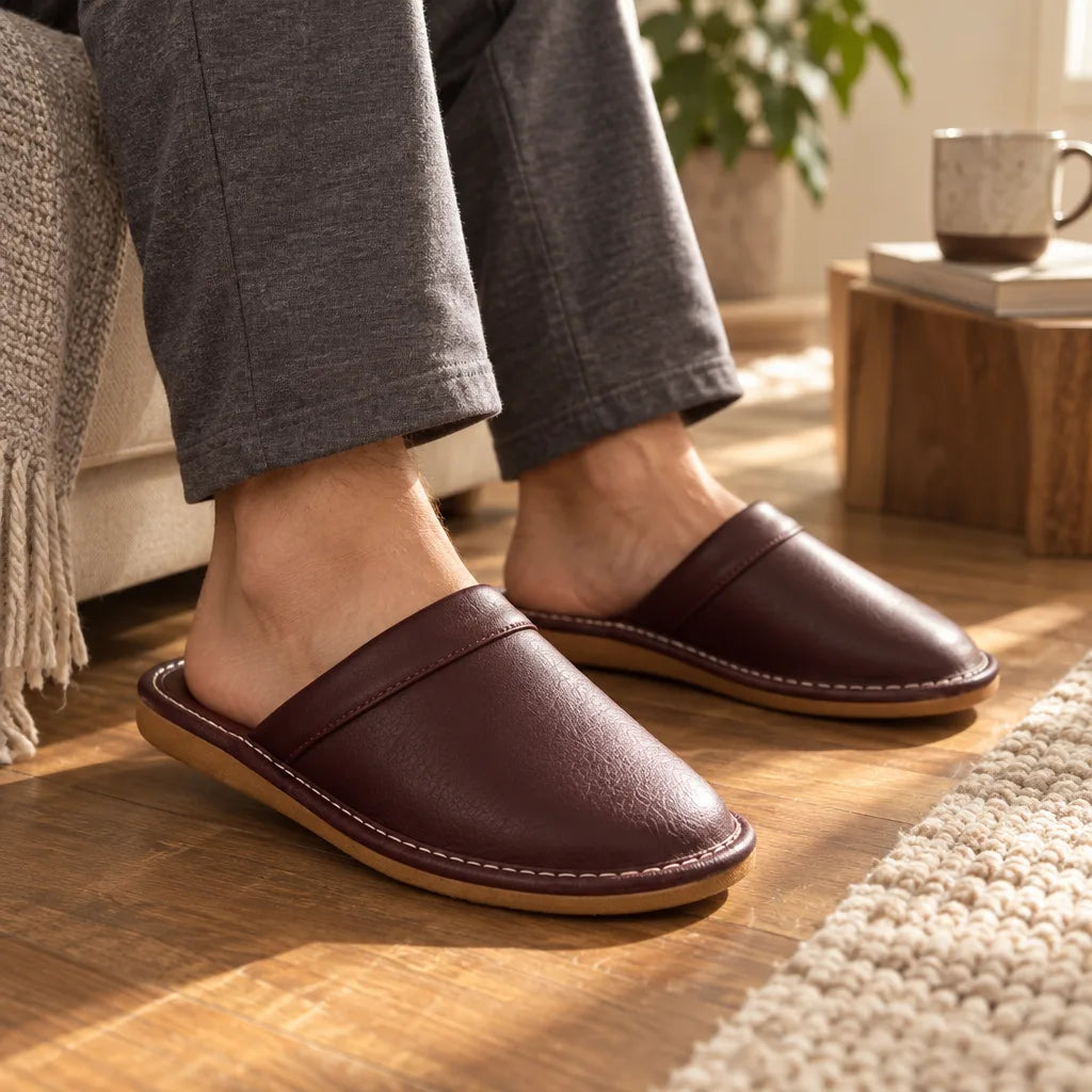 Chausson cuir pu homme
