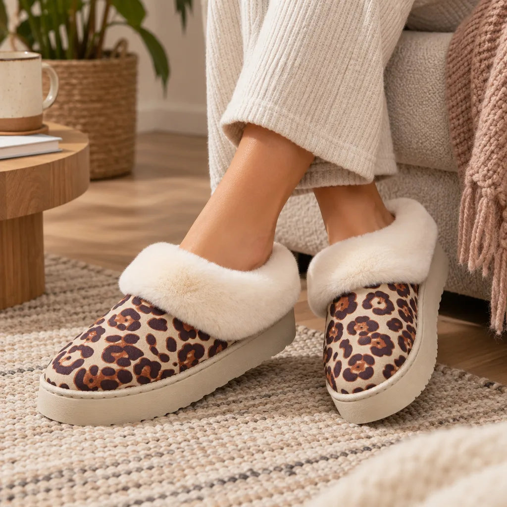 Chausson femme motif léopard
