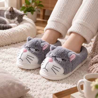 Chausson femme motif chat
