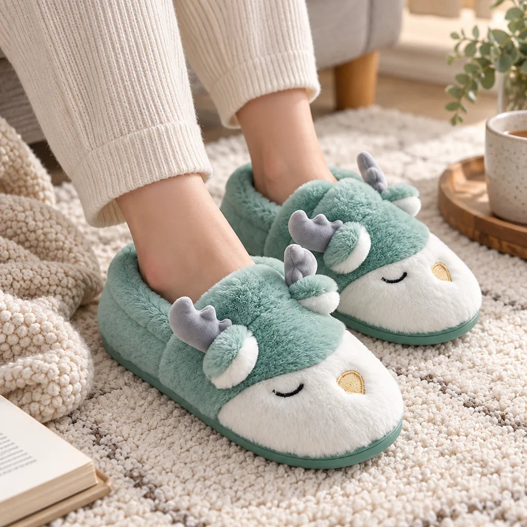Chausson femme fausse fourrure