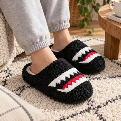 Mules peluche requin