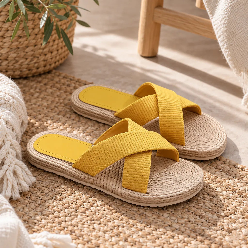 Sandales chaussons femme chanvre