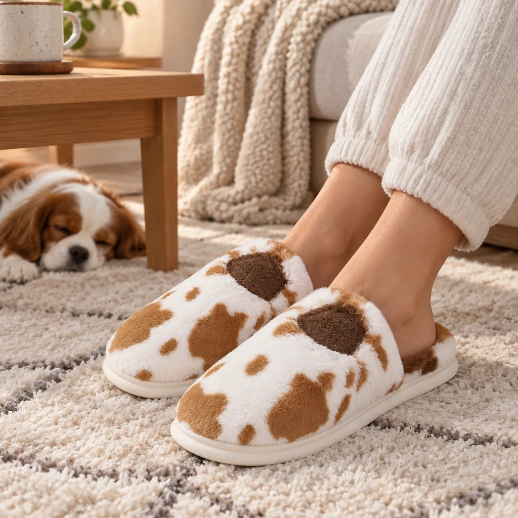 Chausson vache peluche