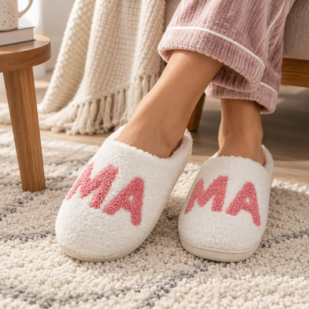 Chausson femme brodé MA