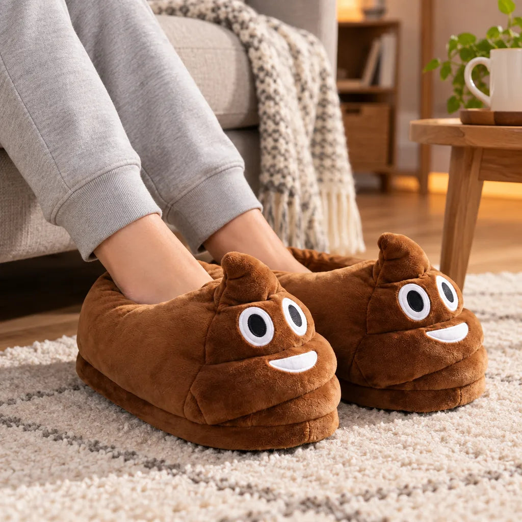 Chausson emoji caca marron