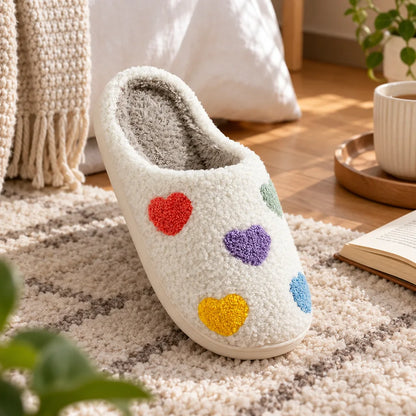 Chausson femme motif coeur