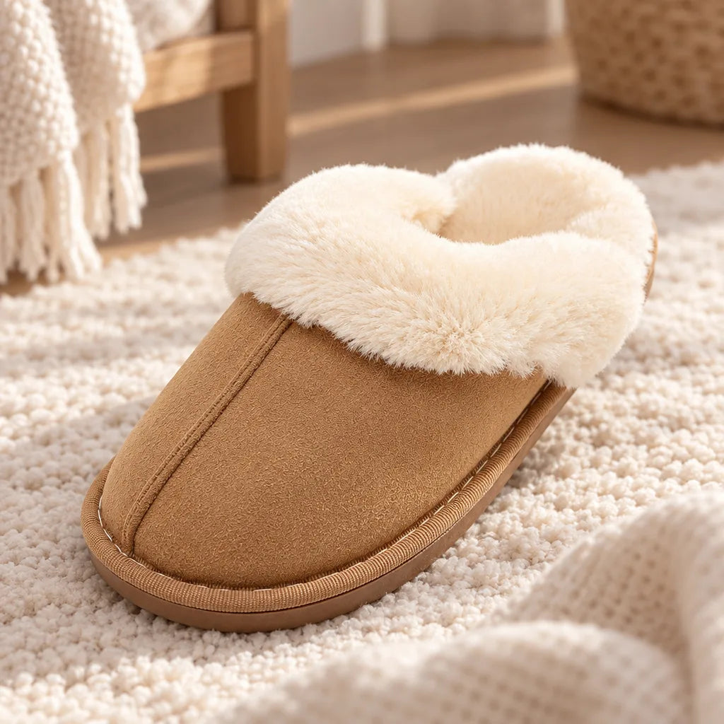 Chaussons imitation daim fourrés