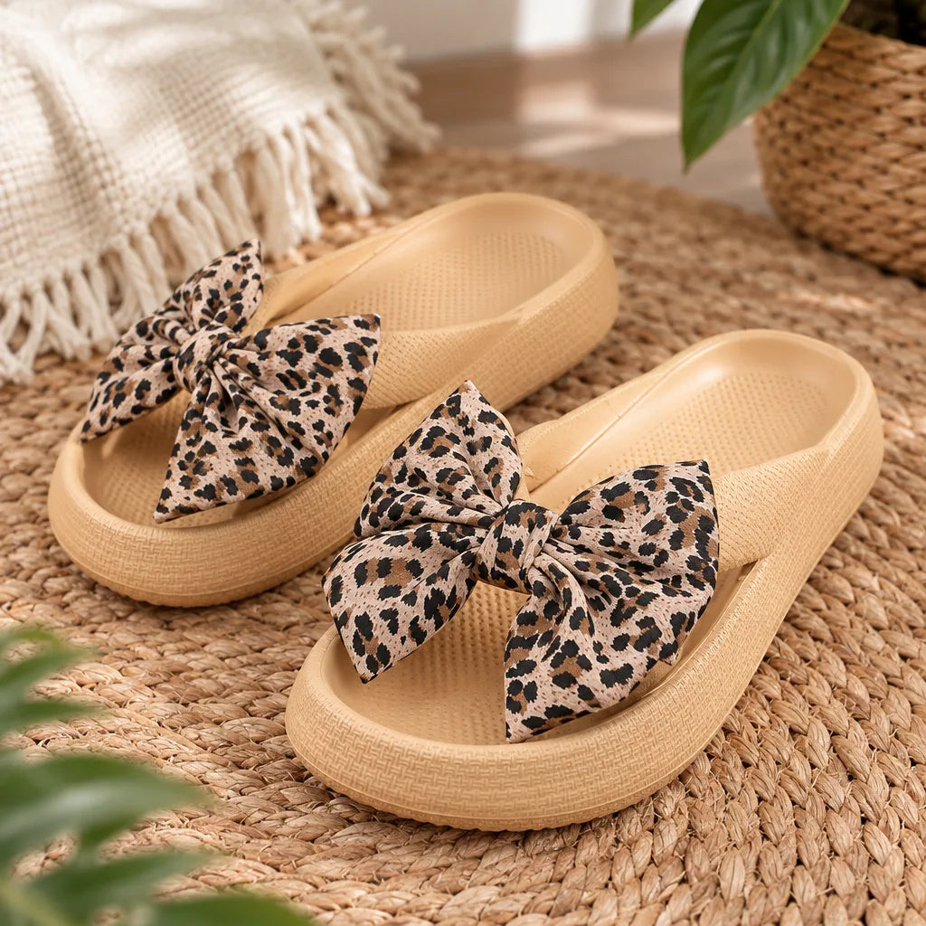 Sandales femme nœud léopard
