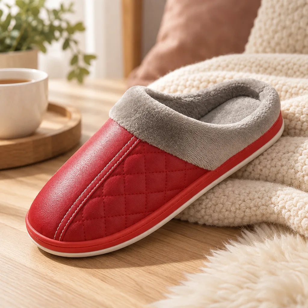 Chausson femme cuir PU