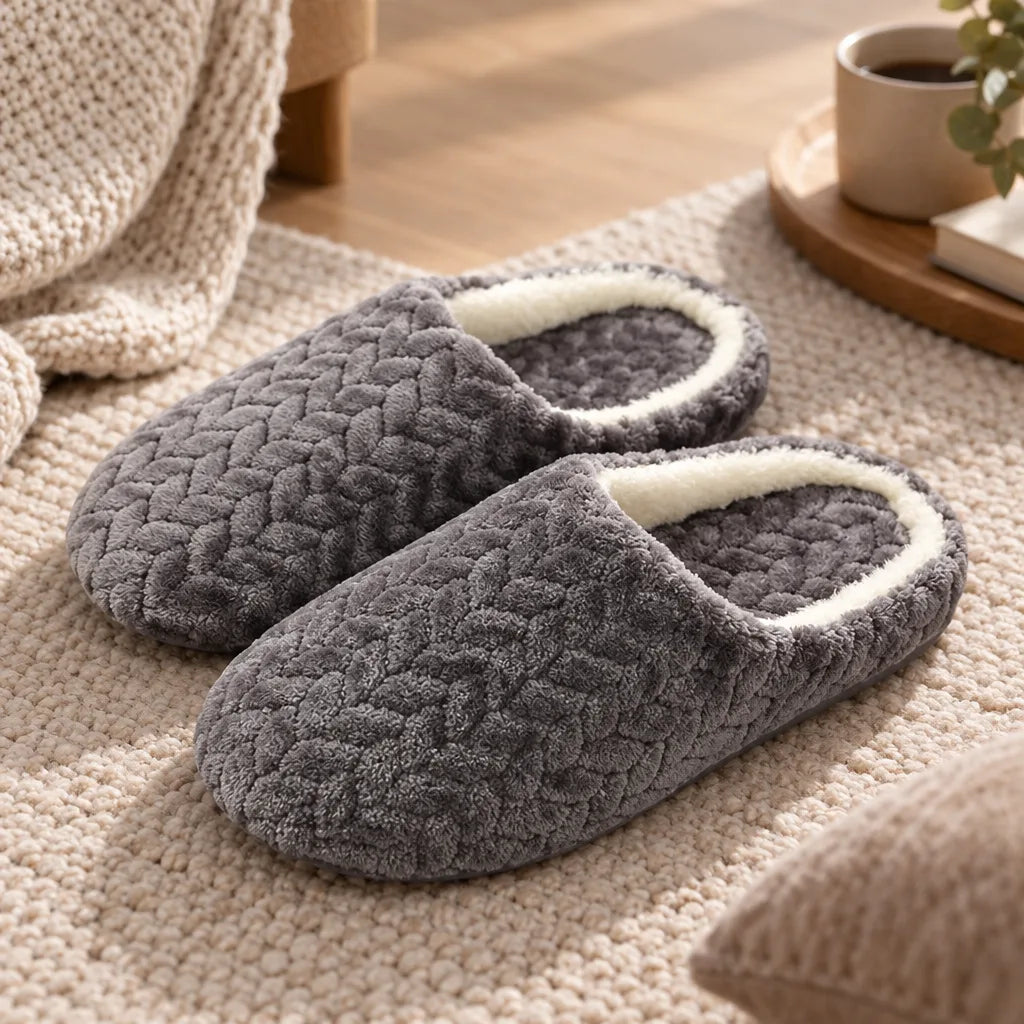 Chausson homme hiver gris