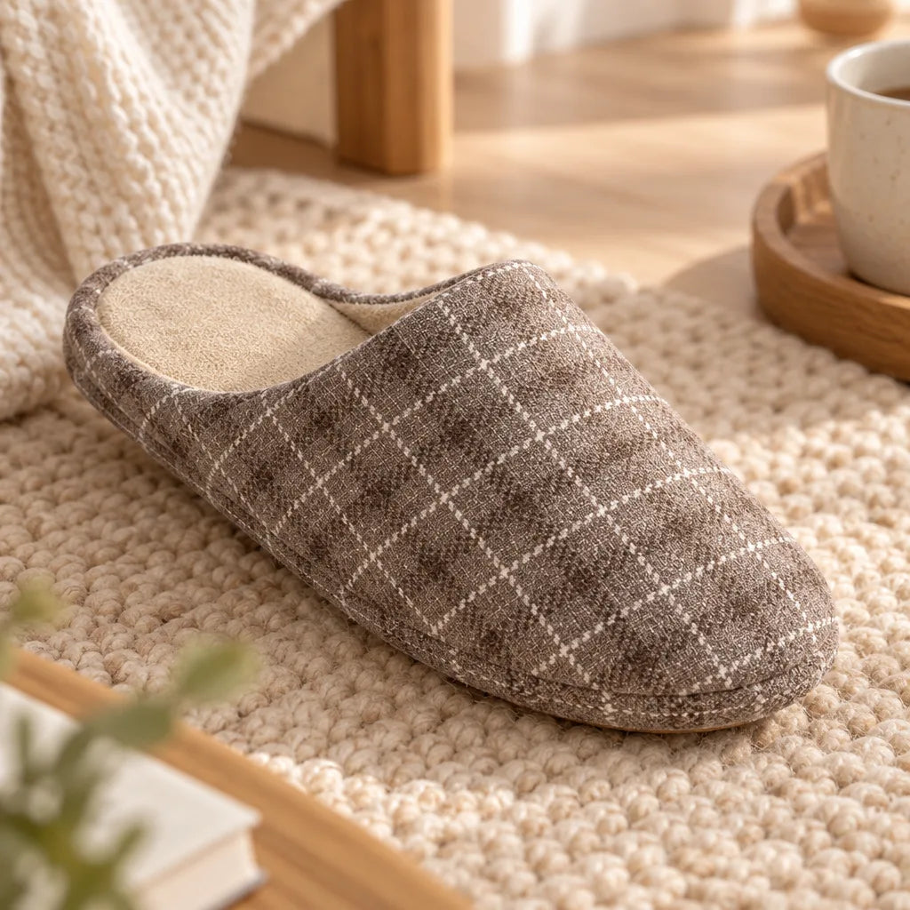 Chausson intérieur motif carreaux