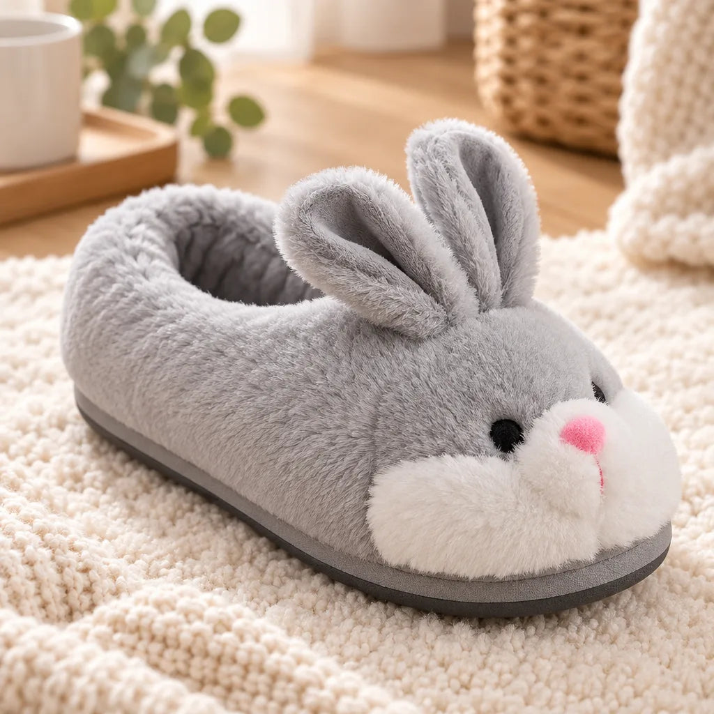 Chausson lapin femme gris