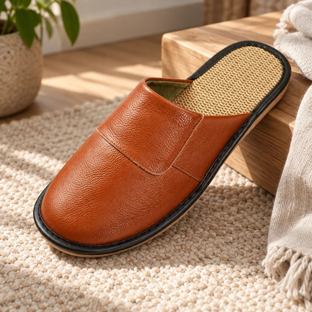 Chausson cuir homme semelle