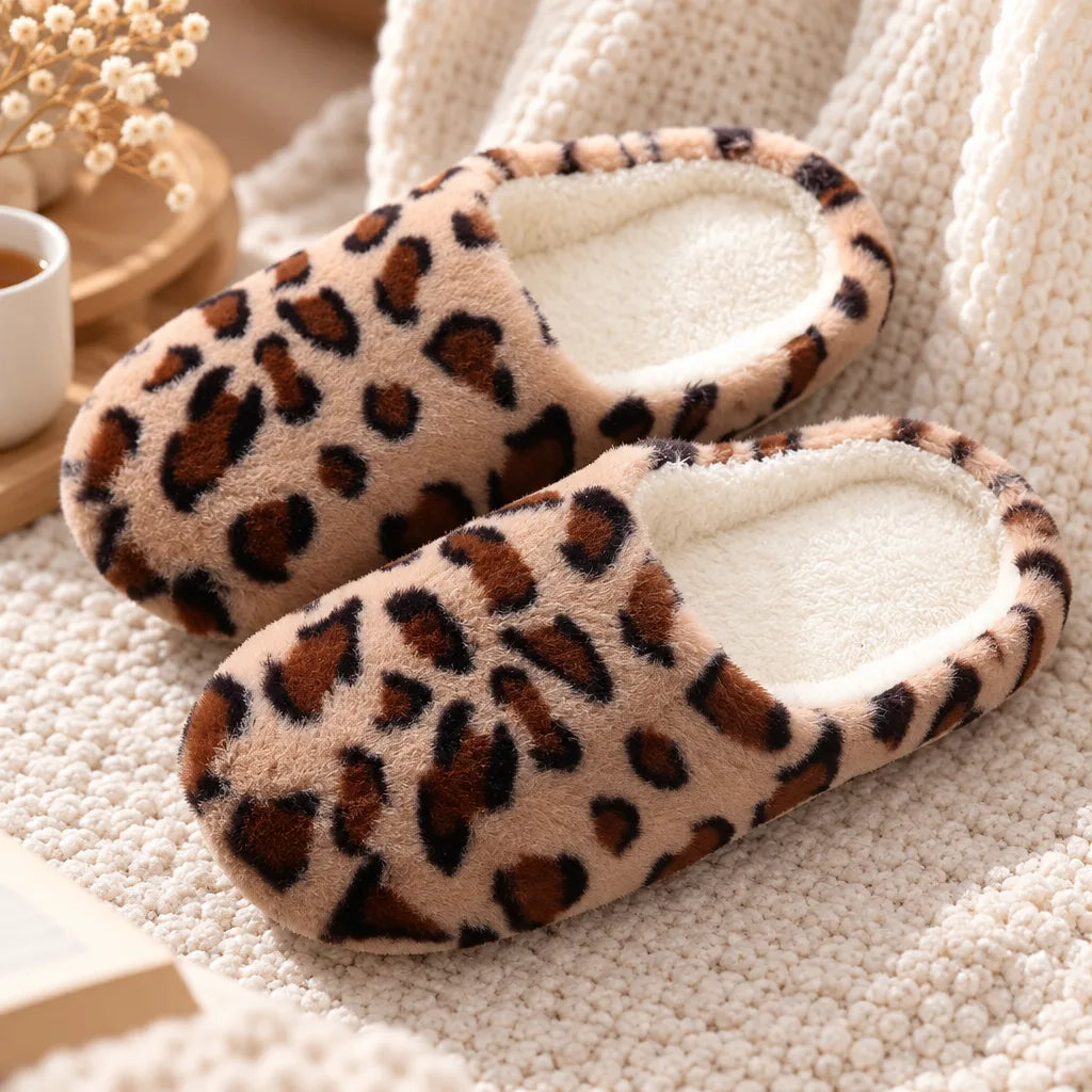 Chausson femme imprimé léopard