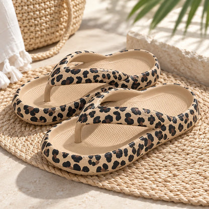 Tongs femme motif léopard