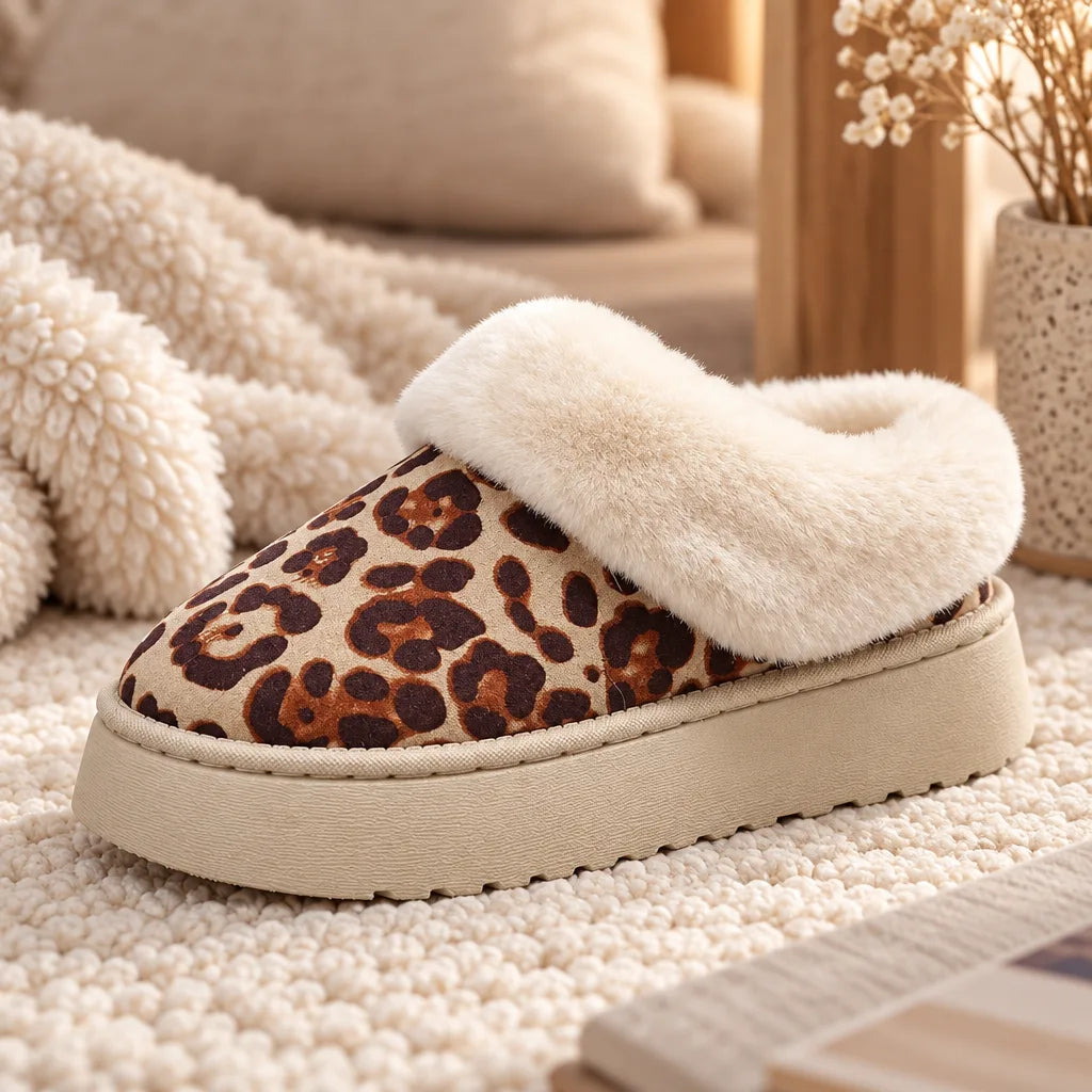 Chausson femme motif léopard