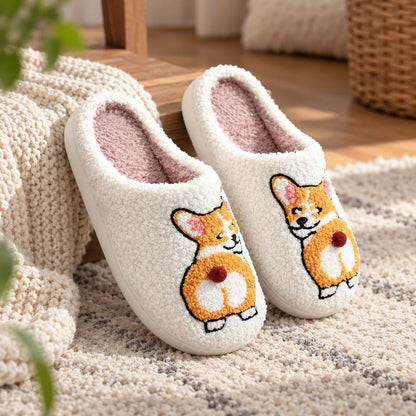 Chausson corgi peluche antidérapant