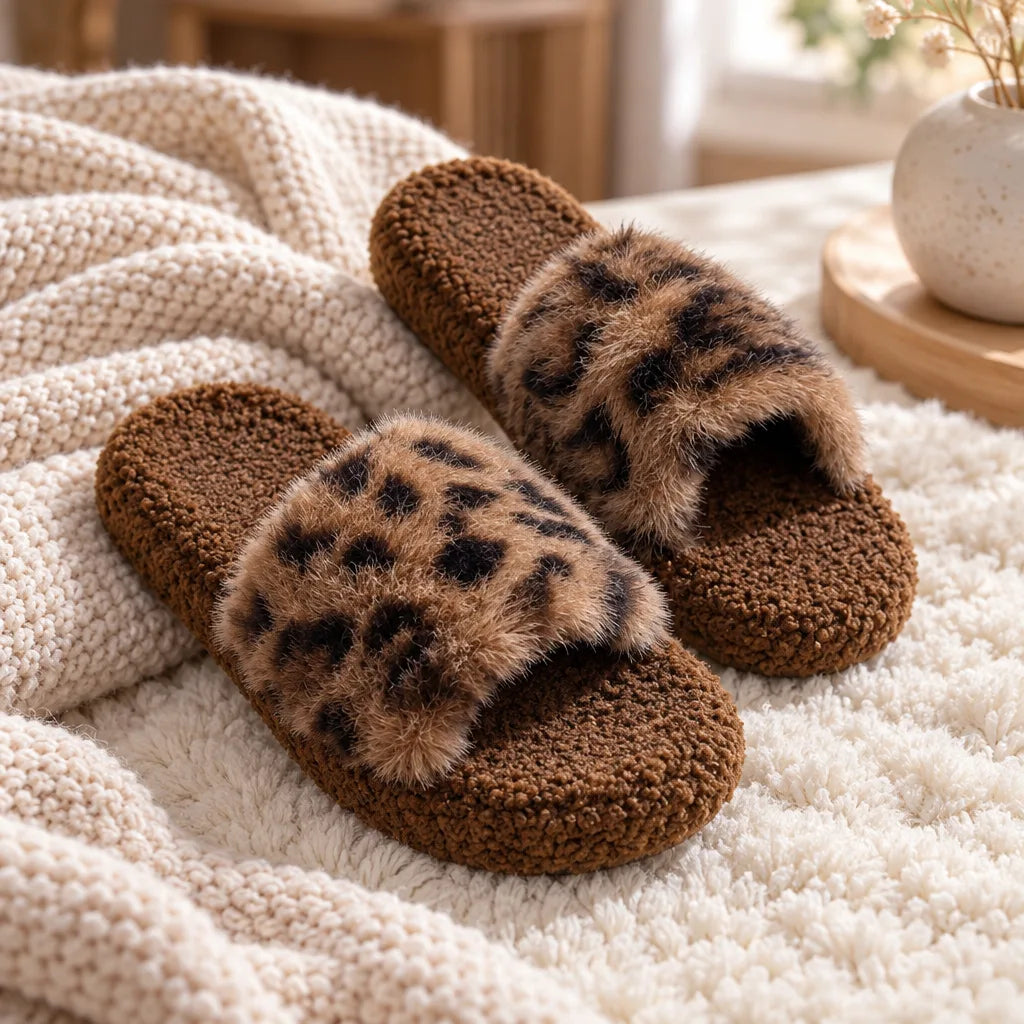 Chausson femme motif léopard