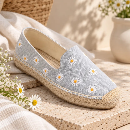 Chausson femme espadrille marguerites