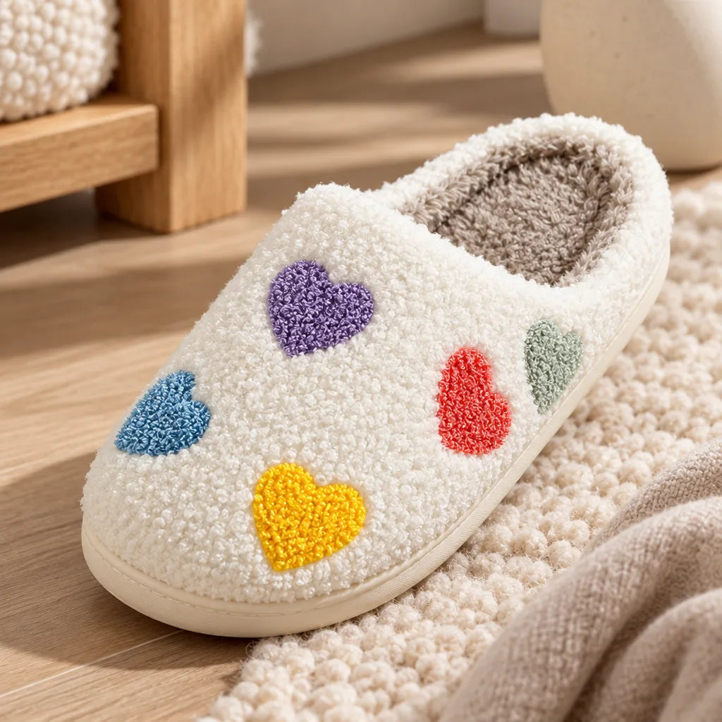 Chausson femme motif coeur