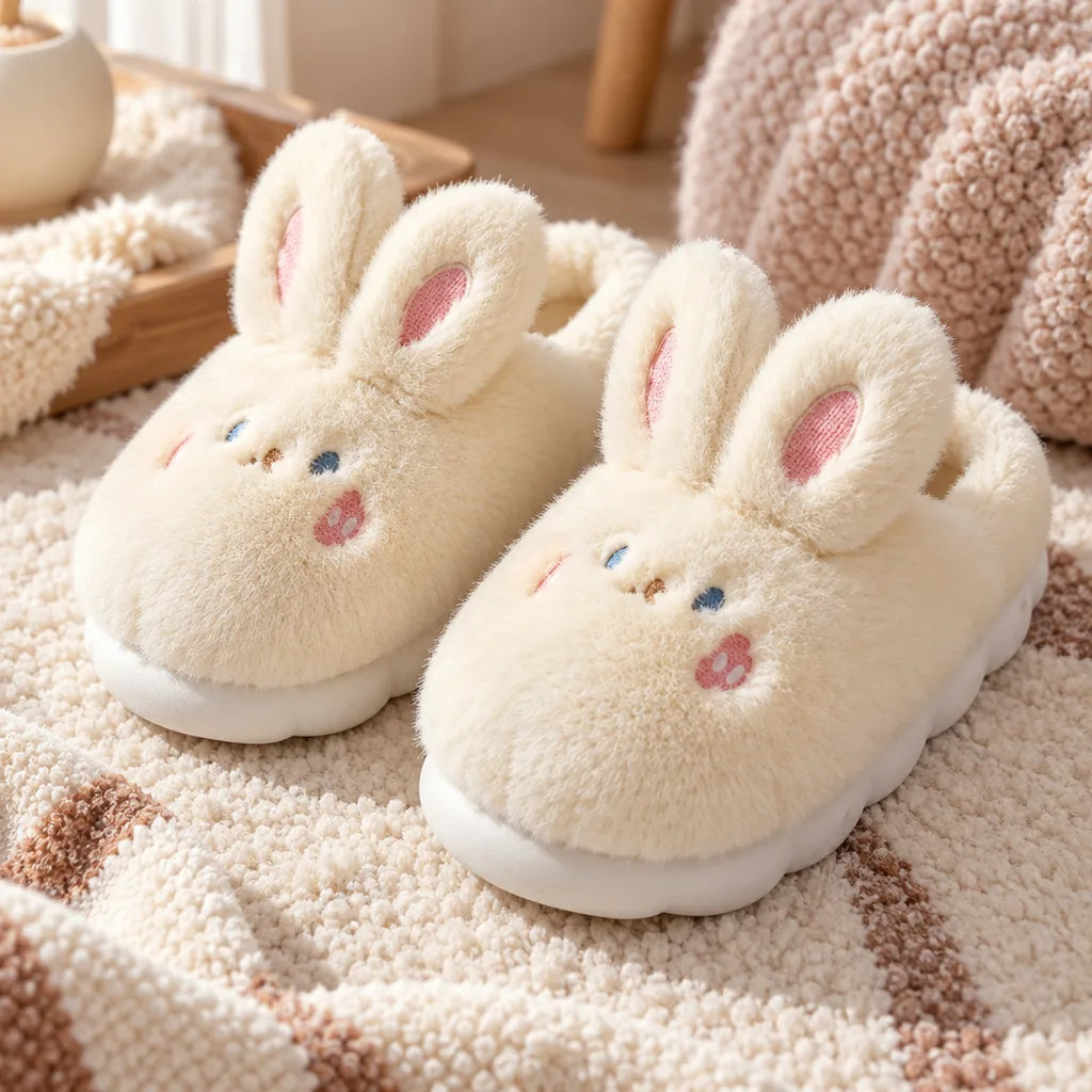 Chausson femme lapin fourrure
