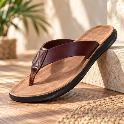 Tongs homme cuir pu