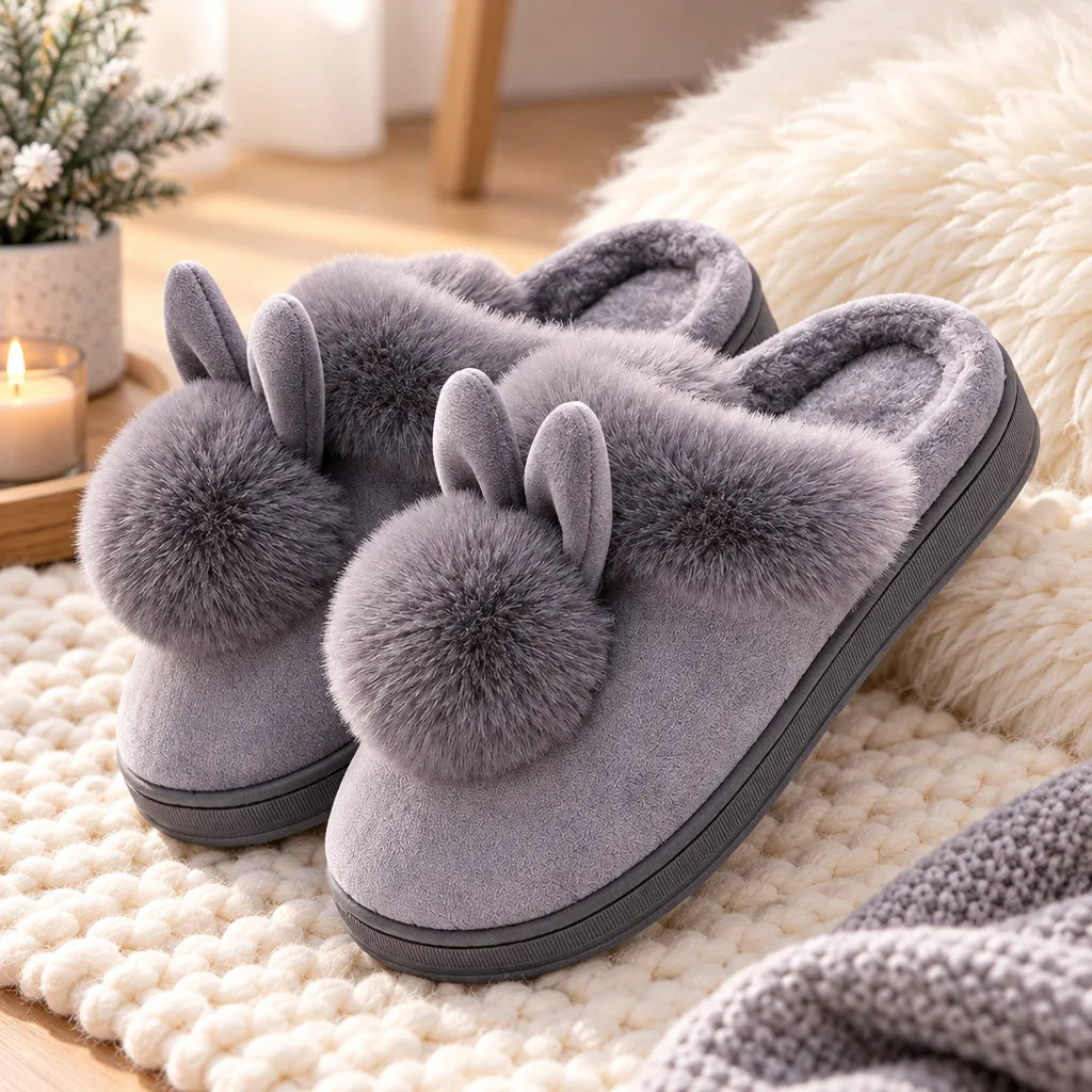 Chausson femme lapin hiver