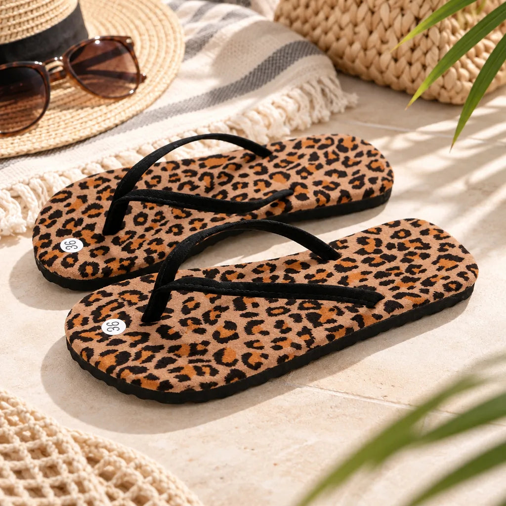 Chausson femme imprimé léopard