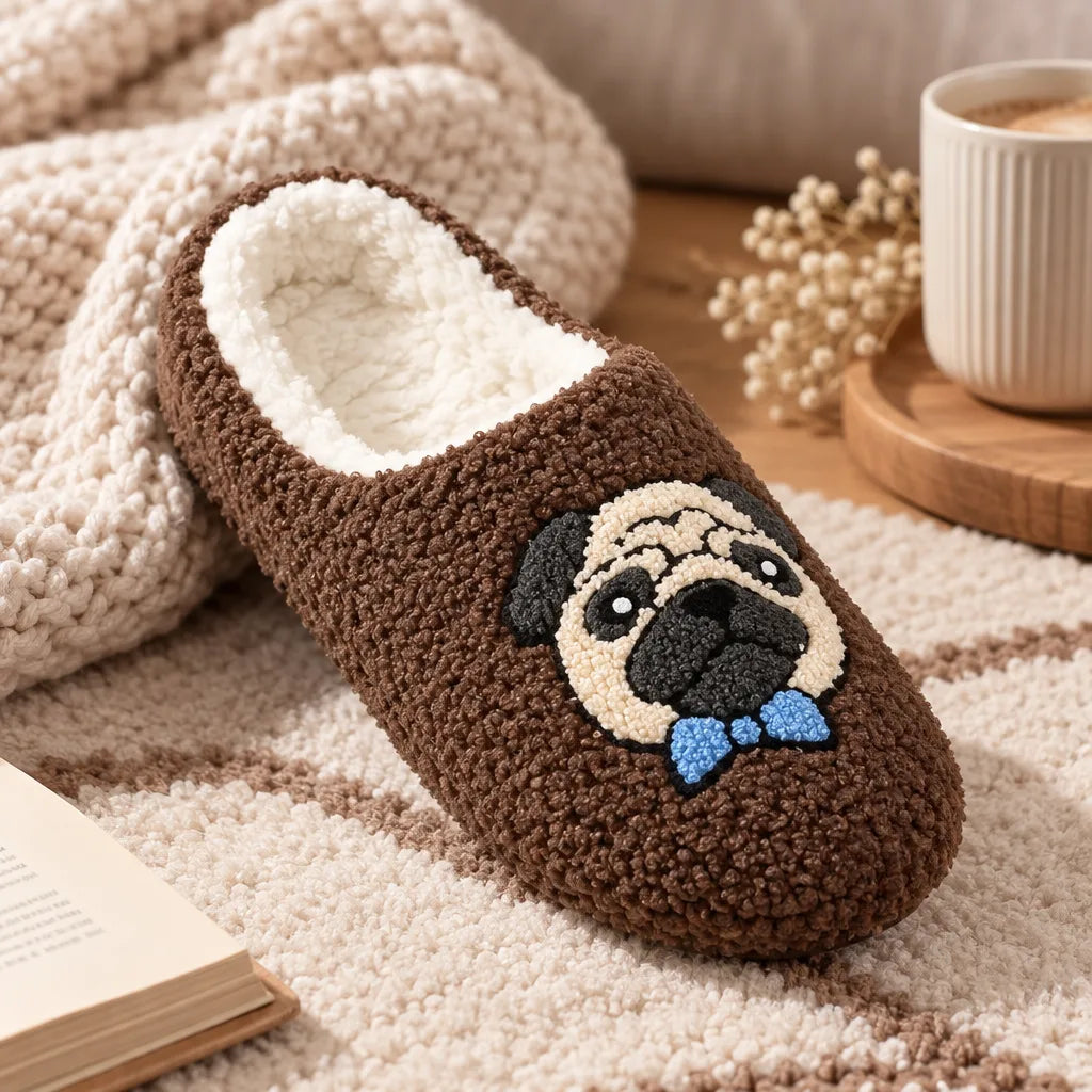 Chausson femme carlin peluche