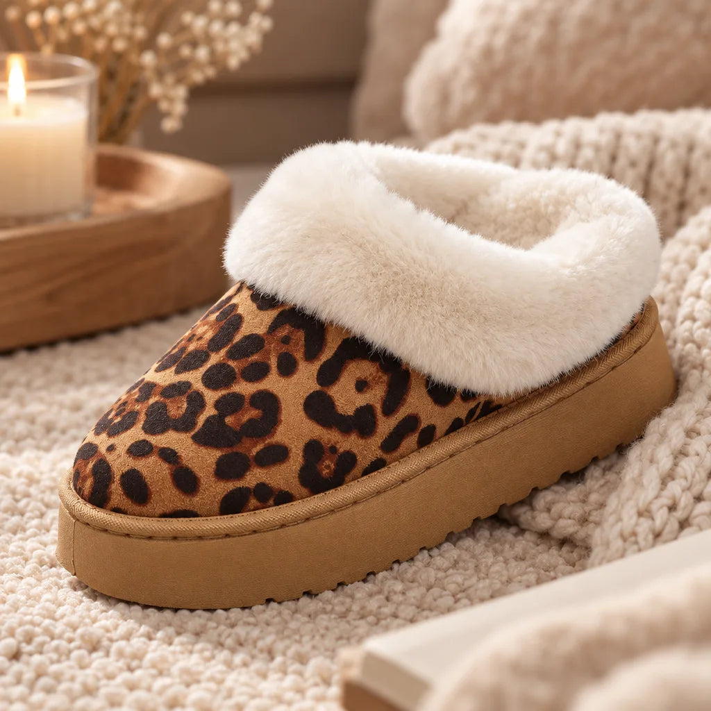 Chausson femme motif leopard