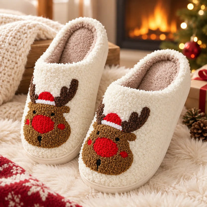 Chausson femme renne noel
