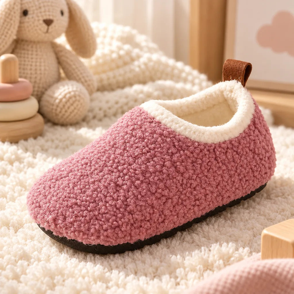 Chausson enfant peluche effet