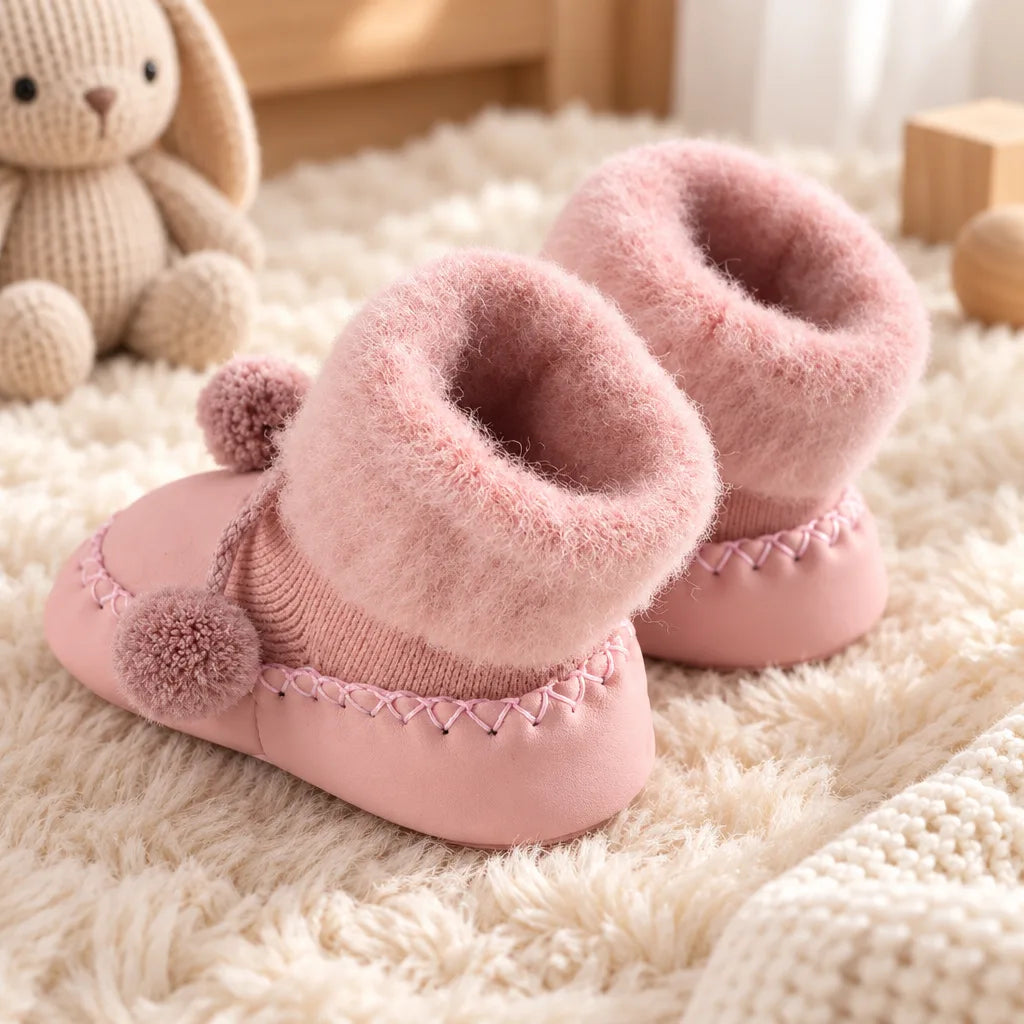 Chausson enfant pompon doublure
