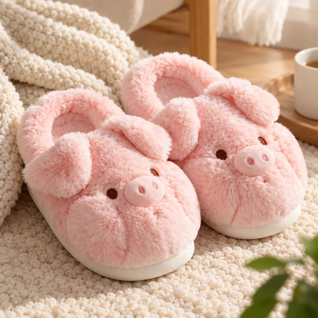 Chausson cochon rose femme