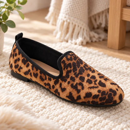 Chausson plat faux leopard
