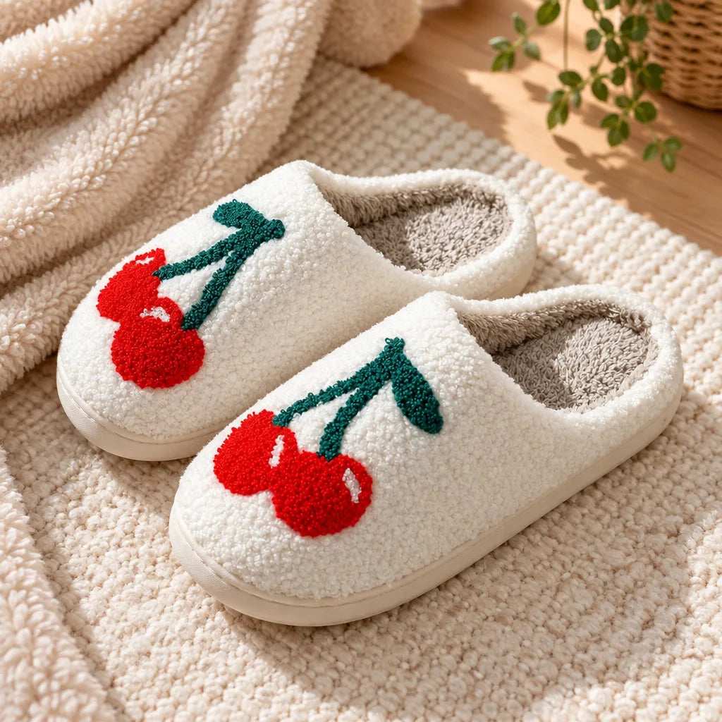Chausson femme motif cerise