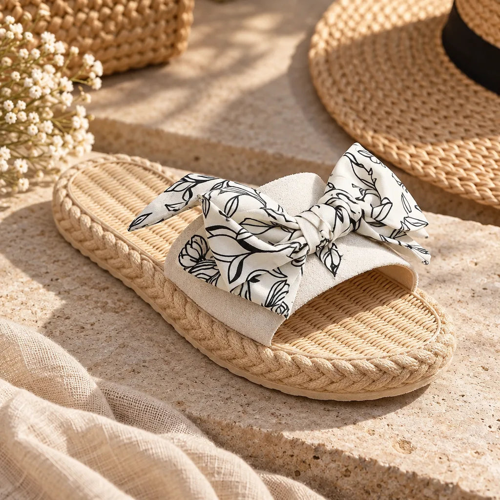 Sandales femme nœud floral
